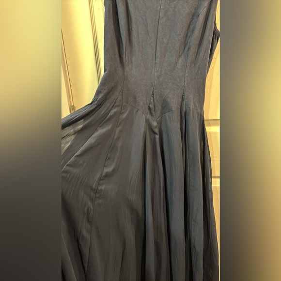 Kaktus Navy Blue Chiffon Bubble Midi Lined Dress Cotton Stretch size Medium - Picture 7 of 16